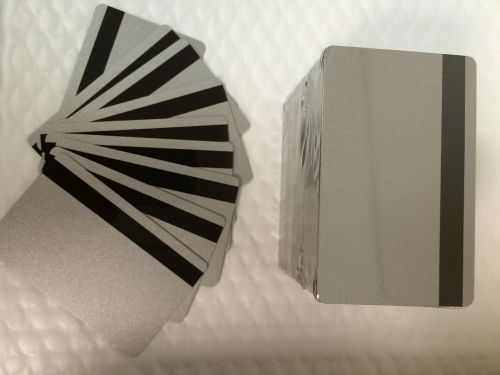 100 silver pvc cards-hico mag stripe 2 track - cr80 .30 mil for id printers for sale