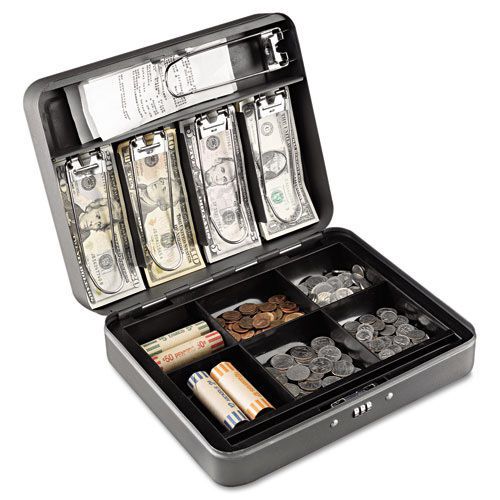 Cash box with combination lock, 12 in, charcoal. sold as each for sale