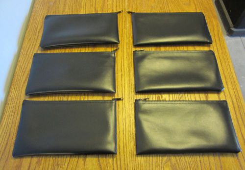6 BLACK VINYL ZIPPER BANK BAGS MONEY JEWELRY POUCH COIN CURRENCY WALLET COUPONS