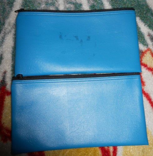 Lot of 2 Plain Blue Deposit Money Zipper Bags - 5.5&#034; x 11&#034;  1007H