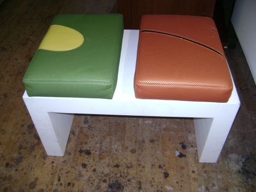 Retail shoe store seat ottoman w/ mirror sides green &amp; orange vinyl  bench for sale
