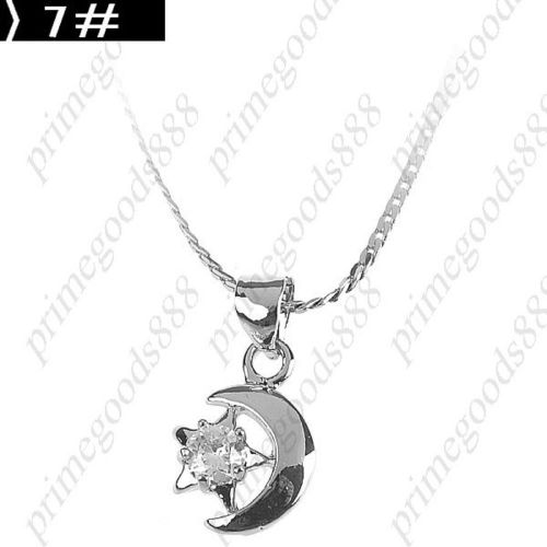 Shiny Star Moon Necklace Pendant Jewelry Ornament Rhineston 7# Free Shipping