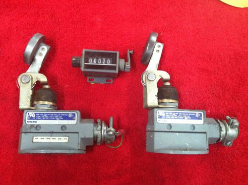 Micro switches  ( 2) # bzv6-2rn4 plus (1)- redington reset 5-digit lever counter for sale