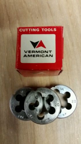 1/2-20 Vermont American 1 inch external threading die new round 3pcs.