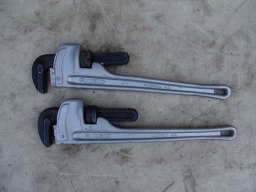 2 ridgid 18 inch aluminum pipe wrenches for ridgid pipe work well for sale
