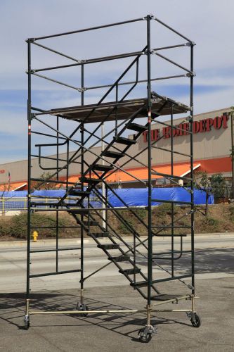 Scaffold stairway case rolling tower 5&#039; x 7&#039; x 11&#039;7&#034; to 12&#039; 7&#034; deck high cbm1290 for sale