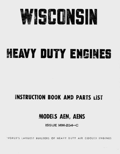 Wisconsin models aen, aens instruction book and parts list for sale