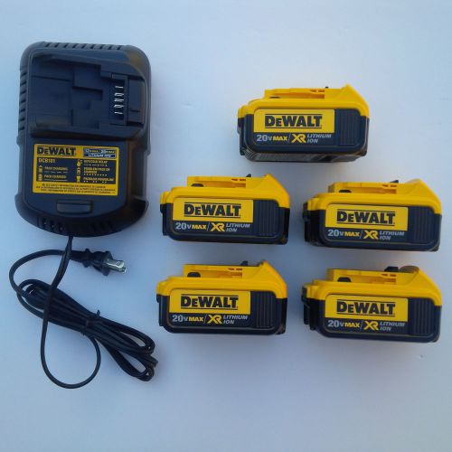 5 new genuine dewalt 20v dcb204 4.0 ah li-ion batteries,charger f drill,saw,volt for sale