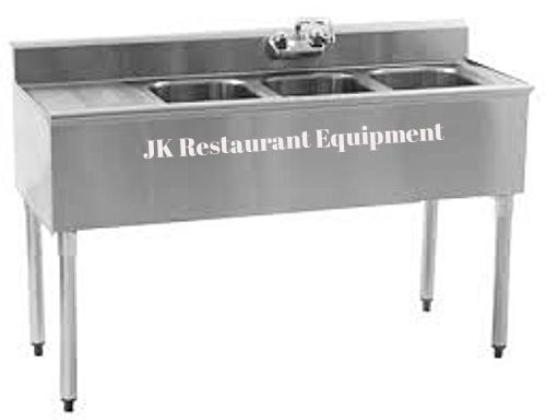 Commercial Stainles Steel Under Bar Sink 48&#034; Three Compartment Left Drainboard