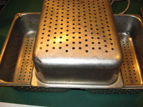 Three  Steam Table Pan, 1/2 Size, 4&#034; Deep, Perforated