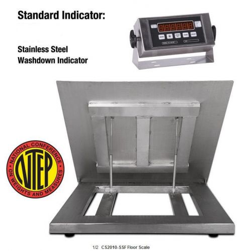 Stainless Steel Floor Scale Flip Top 48&#034;X48&#034;,Washdown 5000 X1 lb,NTEP,Indicator