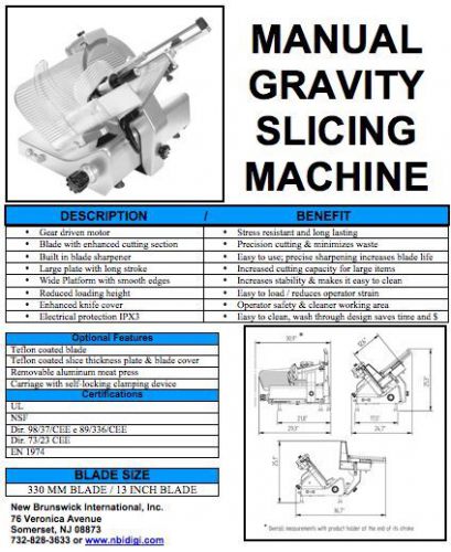 MANCONI: Manual Gravity Slicing Machine - Model 330 IK US
