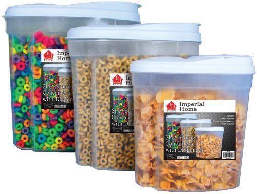 NEW! 3 Piece Fresh Morning Cereal / Candy Dispenser Container Set - FREE SHIP!