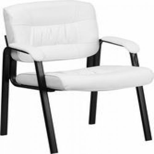 Flash Furniture BT-1404-WH-GG White Leather Guest / Reception Chair with Black F