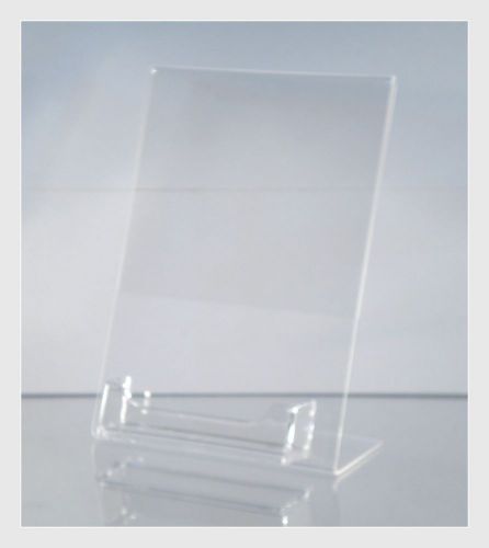 5 Acrylic 5&#034; x 7&#034; Slanted Picture Frame Holders with Business Card Holder