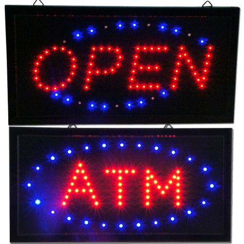 OPEN &amp; ATM LED animated Store Sign neon bright Display shop bar Pub restaurant