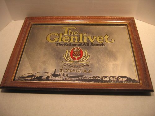 Vintage Mirror Bar Sign Advertising Glenlivet Scotch Decorative Frame USA