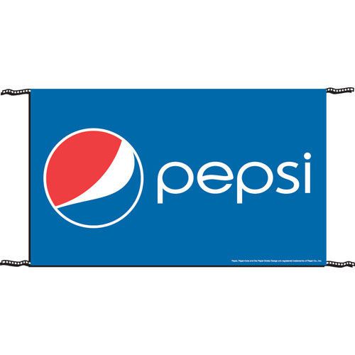 3&#039;x5&#039; PEPSI BANNER- INDOOR/OUTDOOR 6 MIL POLYETHYLENE, INCLUDES ROPES, IN STOCK!