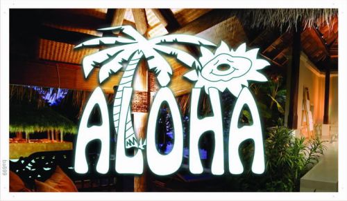 ba699 Aloha Sun Palm Tree Banner Shop Sign