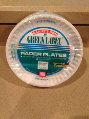 Nature&#039;s Own Green Label 6&#034; Paper Plates New In Package