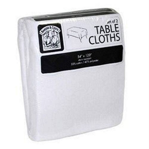 Bakers &amp; Chefs 54&#034; x 96&#034; Tablecloths White 2pk Catering Reception table cloths