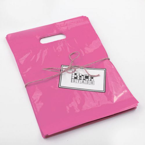 500 16x18 pink plastic retail die-cut handle merchandise bag - boutique for sale