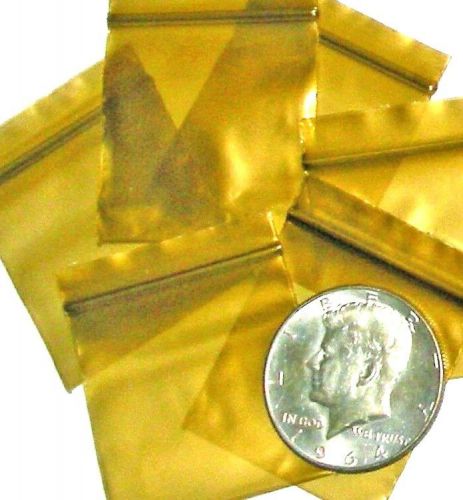 Gold baggies 1.5 x 1.5&#034; Apple reclosable mini ziplock bags 100 200 500 1000