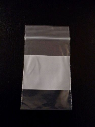 Lot of 100 Resealable 2 mil Poly Zip Bags with White Block 4 Jewelry/Watch Parts
