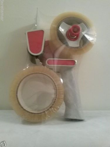 New clear packing tape 2 rolls 2&#034; x 110 yd and tape gun dispenser for sale