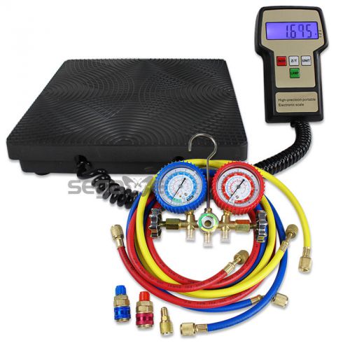 Digital refrigerant electronic charging weight scale &amp; manifold gauge us ship for sale