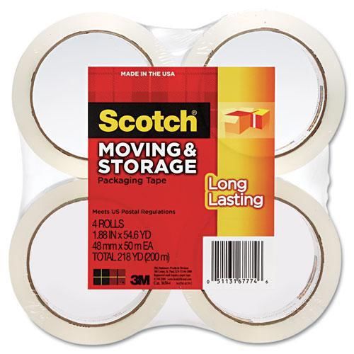 New 3m 36504 moving &amp; storage tape, 1.88&#034; x 54.6 yards, 3&#034; core, clear, 4 for sale
