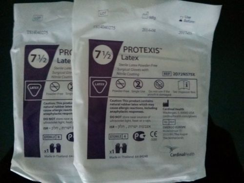 Two Pair PROTEXIS Latex Sterile Surgical Gloves, SIZE 7.5, Exp 03/2017