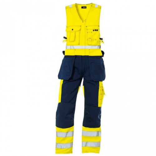 Blaklader 2653-2 high vis yellow / navy blue sleeveles overalls size c56 for sale