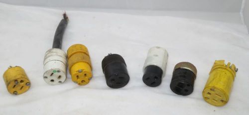 (7) 110V 120V 15A 3 PRONG GROUNDED FEMALE PLUGS, GOOD CONDITION
