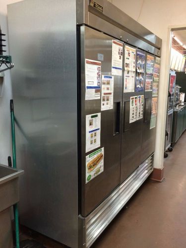 True 3 door (stainless) freezer t-72f on casters for sale