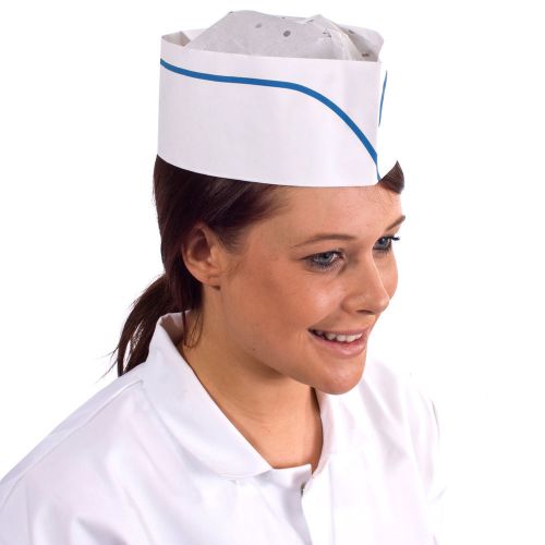 100 Adjustable Paper Forage Hats Disposable Workwear Catering Chefs Caps Blue
