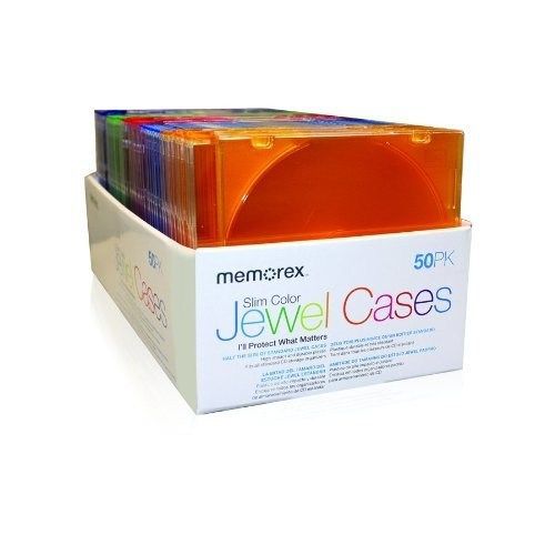 Memorex 50-pack Slim CD Jewel Case (5mm)- Assorted Colors (Discontinued by Ma...