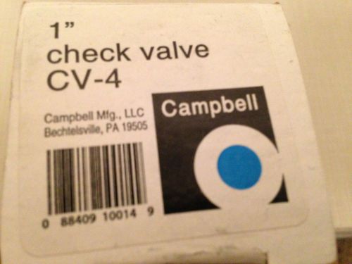 1&#034; in-line brass check valve   Campbell CV-4  NIB