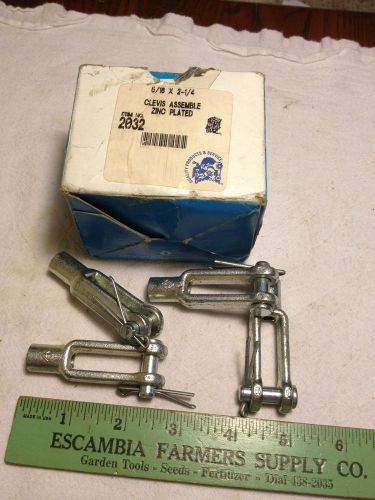 Qty 4 rod end clevis 5/16&#034;-24 x 2 1/4&#034; l x 5/16&#034; pin, with yoke pin &amp; cotter pin for sale