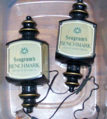 2 SEAGRAM&#039;S BENCHMARK WALL LAMP POST LIGHTS 7 lot set plug in Premium Bourbon