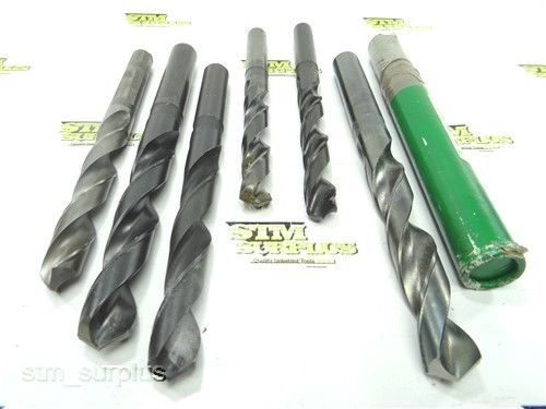 Lot of 6 hss chuck shank twist drills 49/64&#034; to 59/64&#034; ptd cle-forge usa for sale