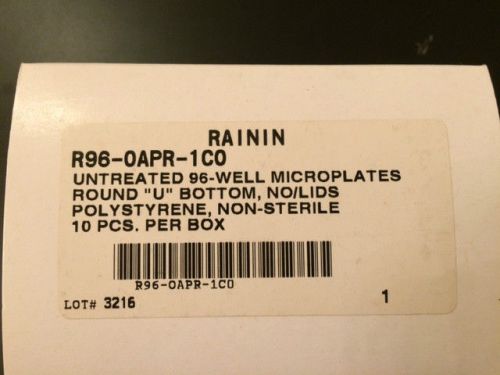 Rainin R96-OAPR-1CO, 96 Well, Untreated Microplates, Round &#034;U&#034; Bottom, Box of 10