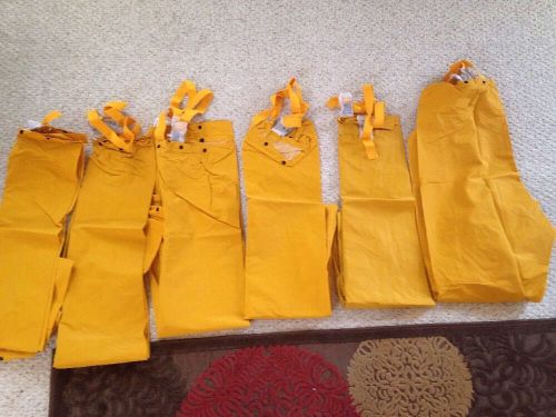 Lot Of 6 New Rain Pants Overalls With Suspenders Yellow Size XL