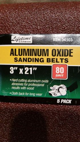(5) 3&#034; x 21&#034; 80 grit aluminum oxide abrasive sanding belts - NEW