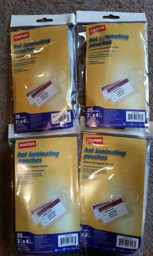 STAPLES HOT LAMINATING POUCHES PREPUNCHED LUGGAGE TAGs 100