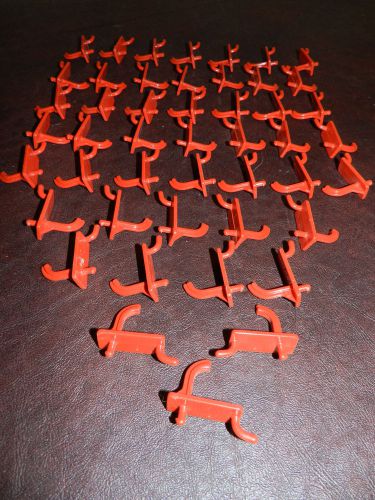Lot of 47 Red Single Curved 1” Plastic Peg Board Hooks Crafts Workbench Tools