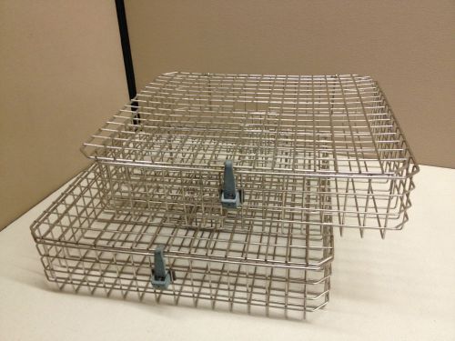 Lot of 2 lab glassware washer autoclave rack basket 16.5&#034; x 16.5&#034; x 3.5&#034; for sale