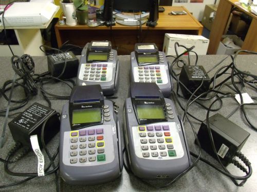 Lot of (4) VeriFone Omni 3200SE Credit Card Machine POS Terminal with Pwr Supply