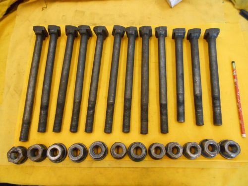 12 - 3/4 MILLING MACHINE TABLE CLAMP T BOLTS &amp; NUTS boring mill work holder tool