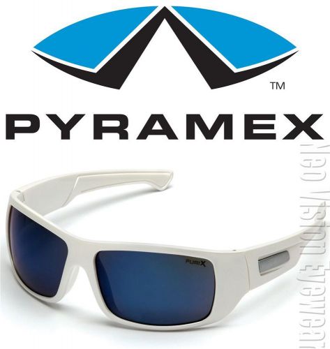 Pyramex furix white blue mirror anti fog lenses safety glasses sunglasses z87+ for sale